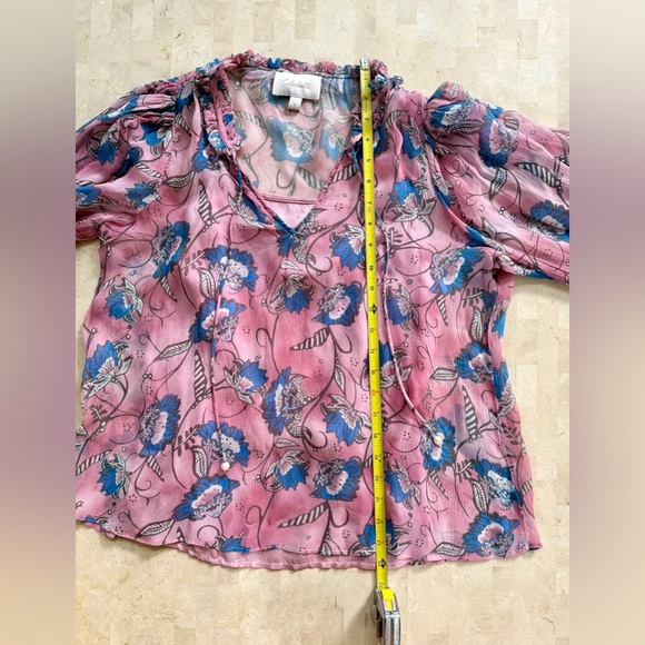 Cleobella Women's Pink Floral Lotus Print Emily Blouse Shirt Small - Picture 9 of 10
